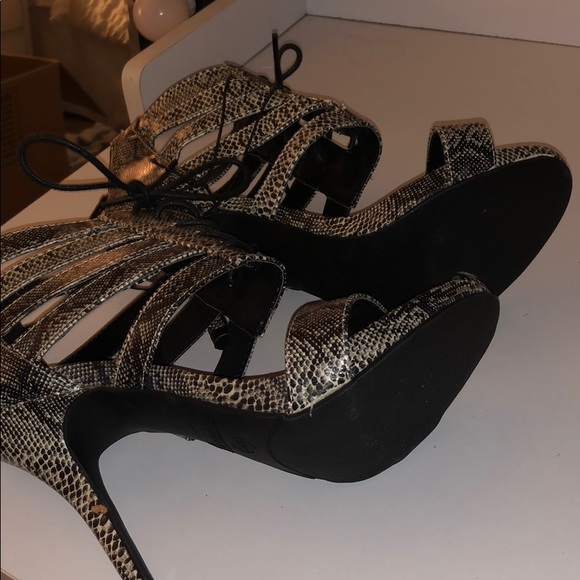 Madeline Girl Shoes Snake Print Lace Up Heels Poshmark